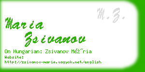 maria zsivanov business card